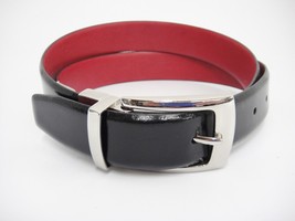 Tallia Reversible Mens Leather Belt Smooth Black or Red Chrome Buckle Si... - $24.99