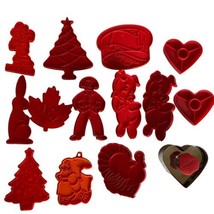 Red Plastic Vintage Cookie Cutters Christmas Wilton Heart Santa Pig Lot of 14 - $47.68