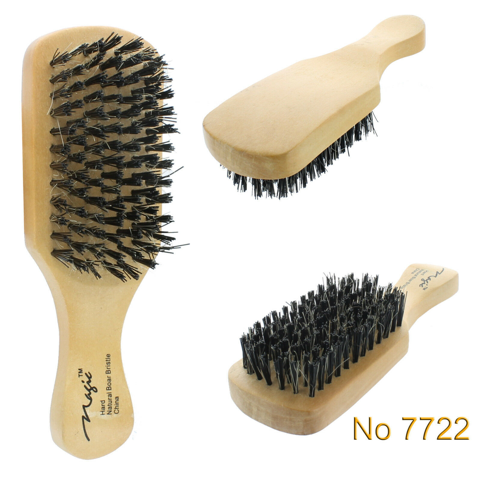 Hard Reinforced Boar Bristles Club Brush Wooden Handle Model No. 7722