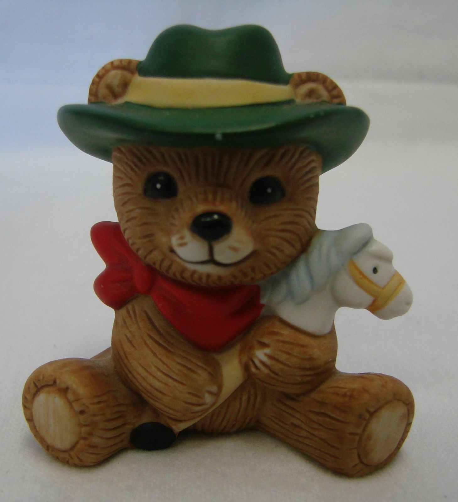 Primary image for Teddy Bear Cowboy Figurine Vintage Homco Hat Bandanna Horse Stick Pony