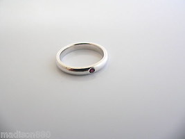 Tiffany &amp; Co Silver Peretti Ruby Ring Stacking Gemstone Band Sz 5 Gift Love - $268.00