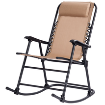 Outdoor Patio Headrest Folding Zero Gravity Rocking Chair image 11