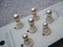 6 Scunci Elite Twist Pins Metal Hair Spin Pin White Pearl Accent End Luxe Beauty - $12.00