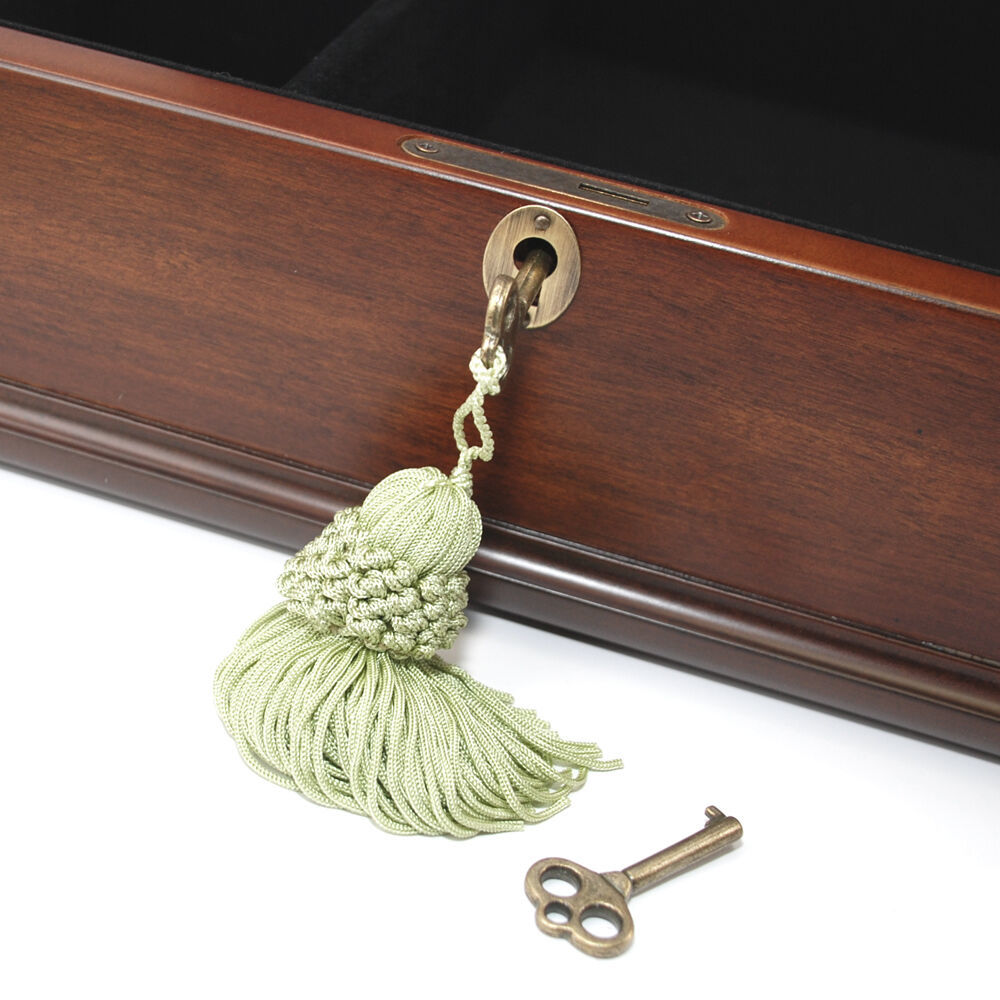 Decorebay Antique Wood Jewelry Box Treasure Chest memory Box key and