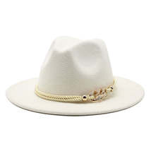 Black/white Wide Brim Simple Church Derby Top Hat Panama Solid Felt Fedo... - $22.99+