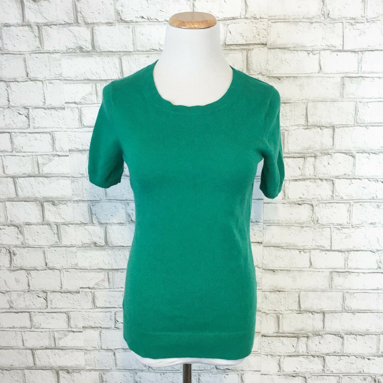 Lands End Women's Kelly Green Short Sleeve 100 Cashmere Sweater Size XS Extra S Sweaters