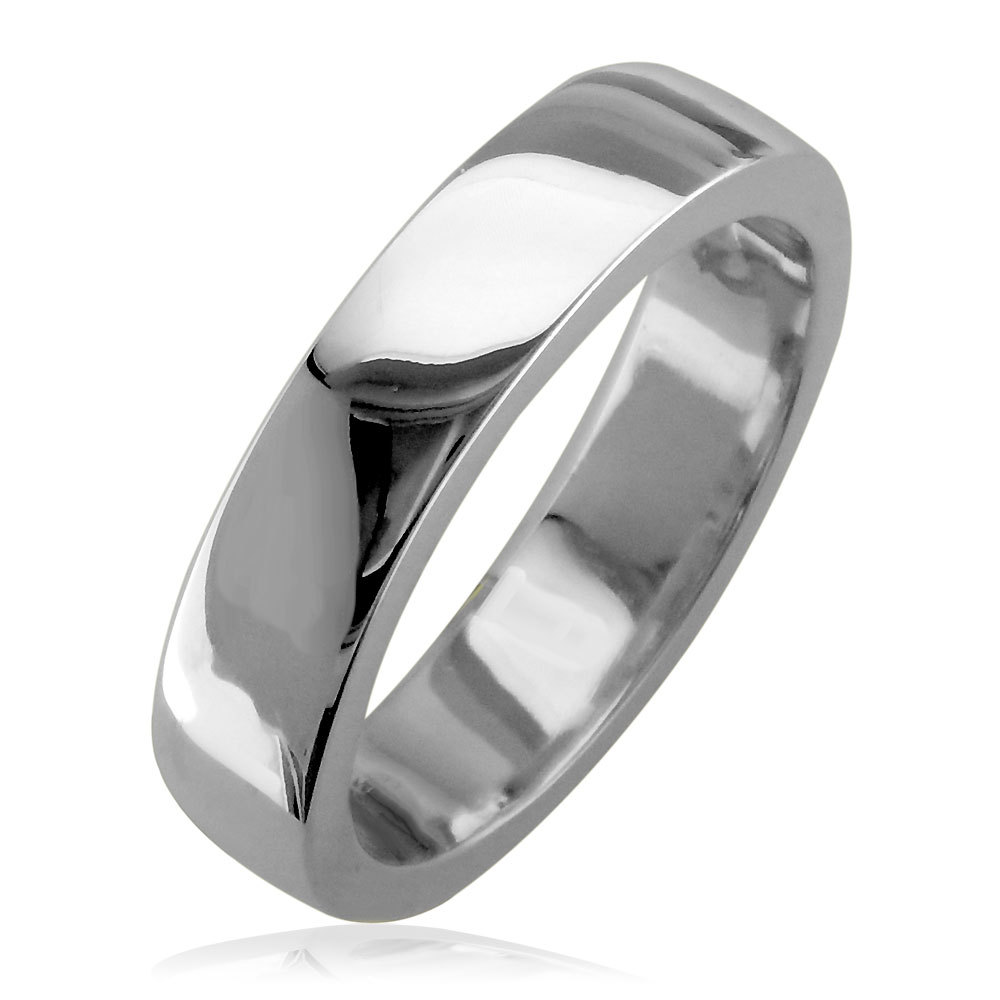 Mens Classic Plain Slightly Domed Wedding Band, 5mm Wide