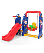 3 In 1 Toddler Climber And Swing Set Kid Climber Slide Playset W/Basketb... - $386.99