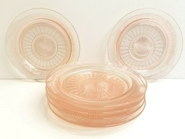 6 Anchor Hocking Coronation Pink 6&quot; VTG Depression Glass MCM Bread Butte... - $49.47
