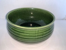 Vintage Brush USA Pottery Green Horizontal Ribbed Bulb Bowl 4” - $15.00