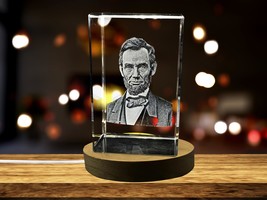 LED Base included | Abraham Lincoln 3D Engraved Crystal Memorabilia - $40.49 - $323.99