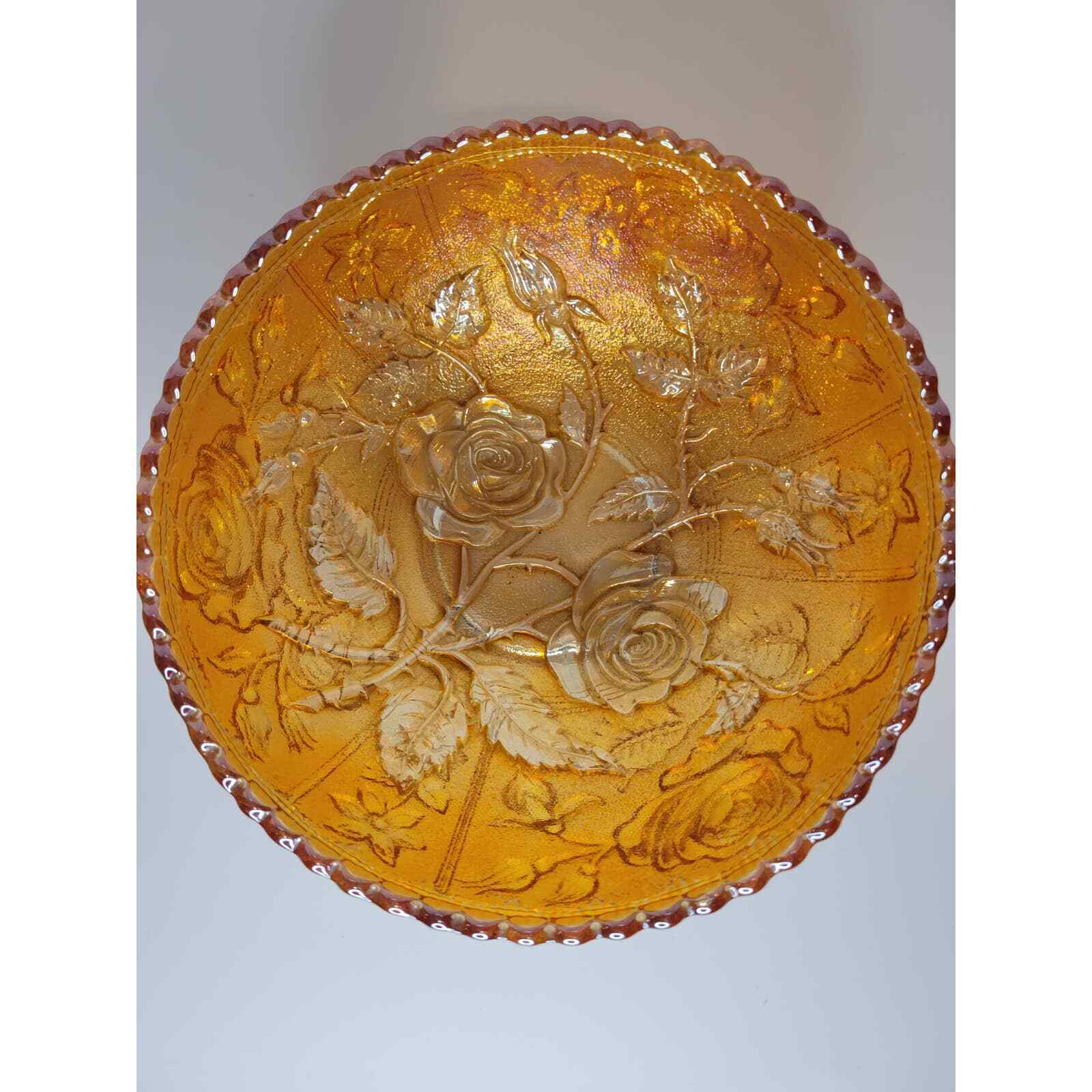 Vintage Imperial Lustre Open Rose Marigold Carnival Glass Bowl Everything Else