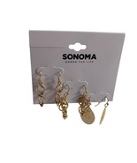 Sonoma Lot of 3 Pairs Gold Tone Dangle Earrings Pierced New on Card 1.25... - $9.89