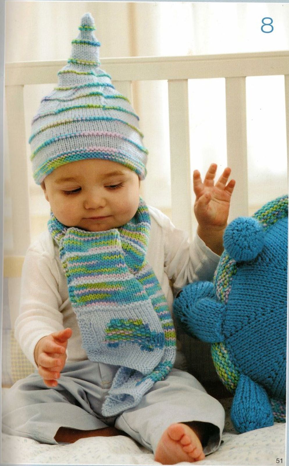 Knit Crochet Baby Blanket Hat Scarf Jacket Toy Pullover Patterns 624