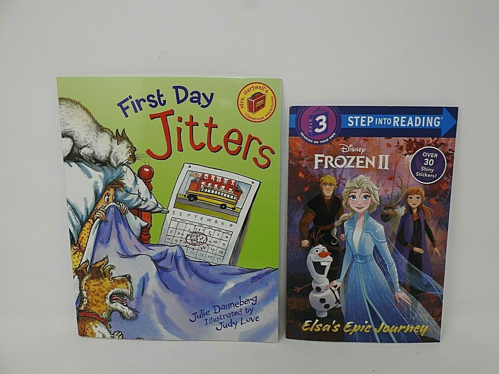 2 Books: Step 3 Disney Frozen II Elsa's Epic Journey and First Day Jitters (New)