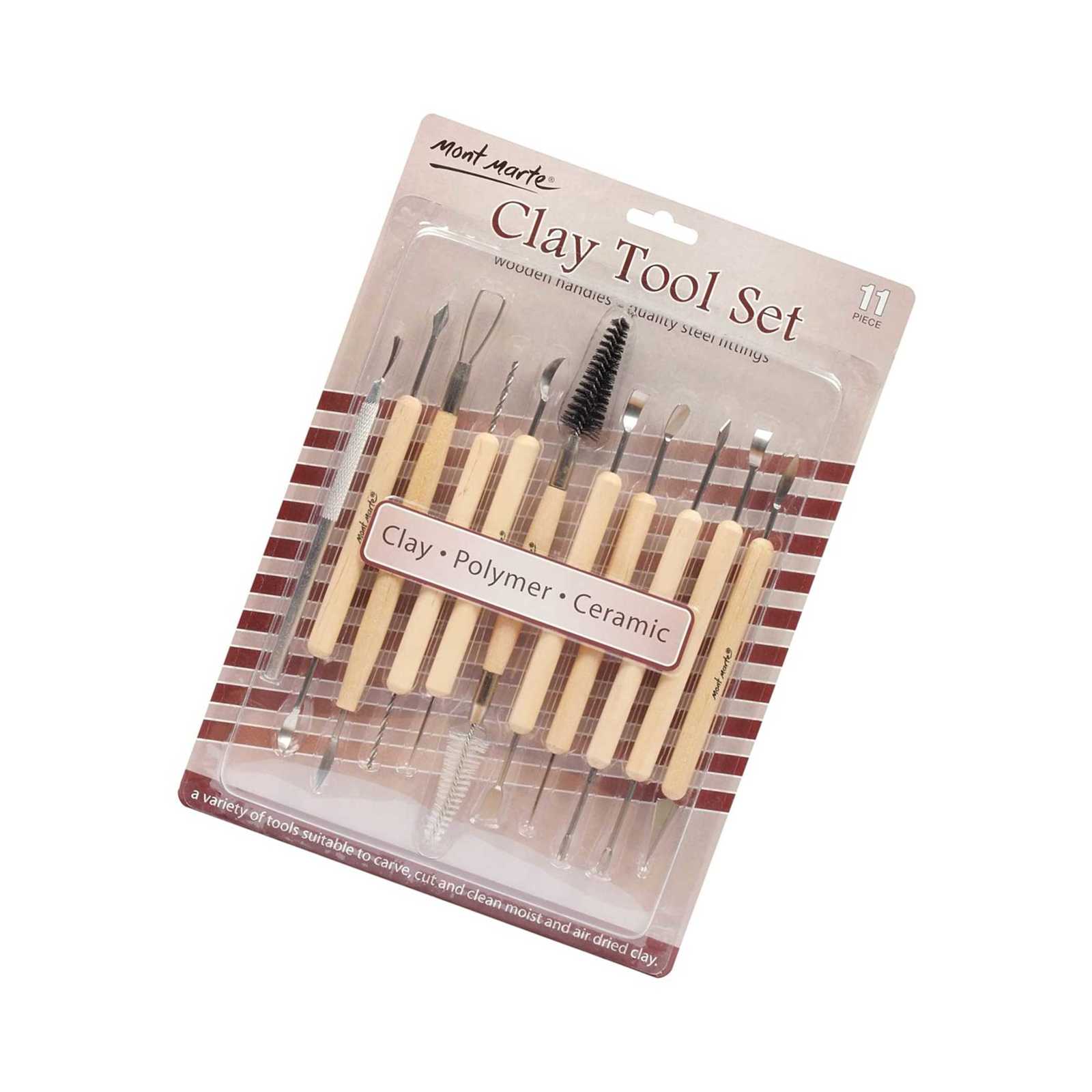 Clay Tool Set, 11 Piece. Ion Of Clay Tools To Create Texture, Smooth, Cut And