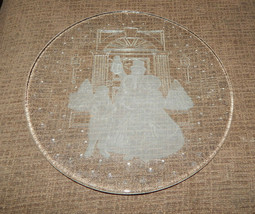 13” Clear Glass Christmas Serving Plate Christmas Caroler Design Holiday... - $23.50