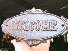 Cast Iron Victorian Style WELCOME Plaque Sign Wall or Door Decor Indoor ... - $14.98