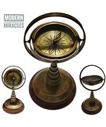 Brass Gimbal Compass On Stand nautical vintage home decor gift Fully Wor... - $42.74