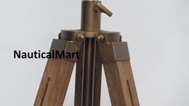 NauticalMart Vintage Wooden Searchlight With Tripod Floor Lamp   image 4