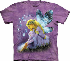 Purple Winged Fairy in Meadow Fantasy Hand Dyed T-Shirt, NEW UNWORN - $14.50