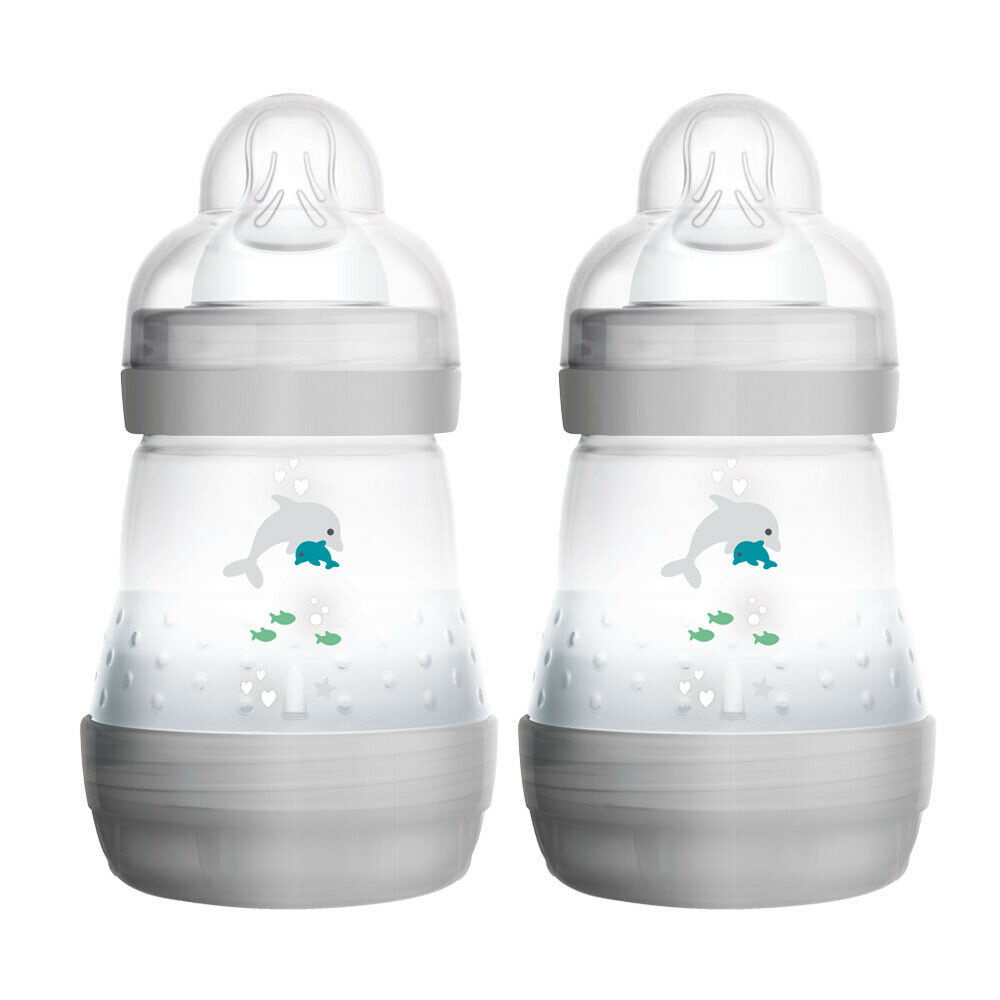 MAM Easy Start Anti Colic Bottle Grey 160ml 2Pk Baby Bottles