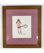 P. Buckley Moss Girl Tennis Lesson Signed Number Frame Lithograph 1988 - $74.24