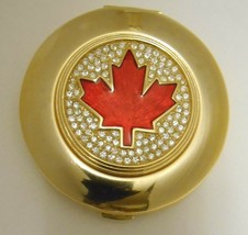 Estee Lauder Vtg Canada Powder Compact Gold Tone Enamel Crystals Empty - $69.95