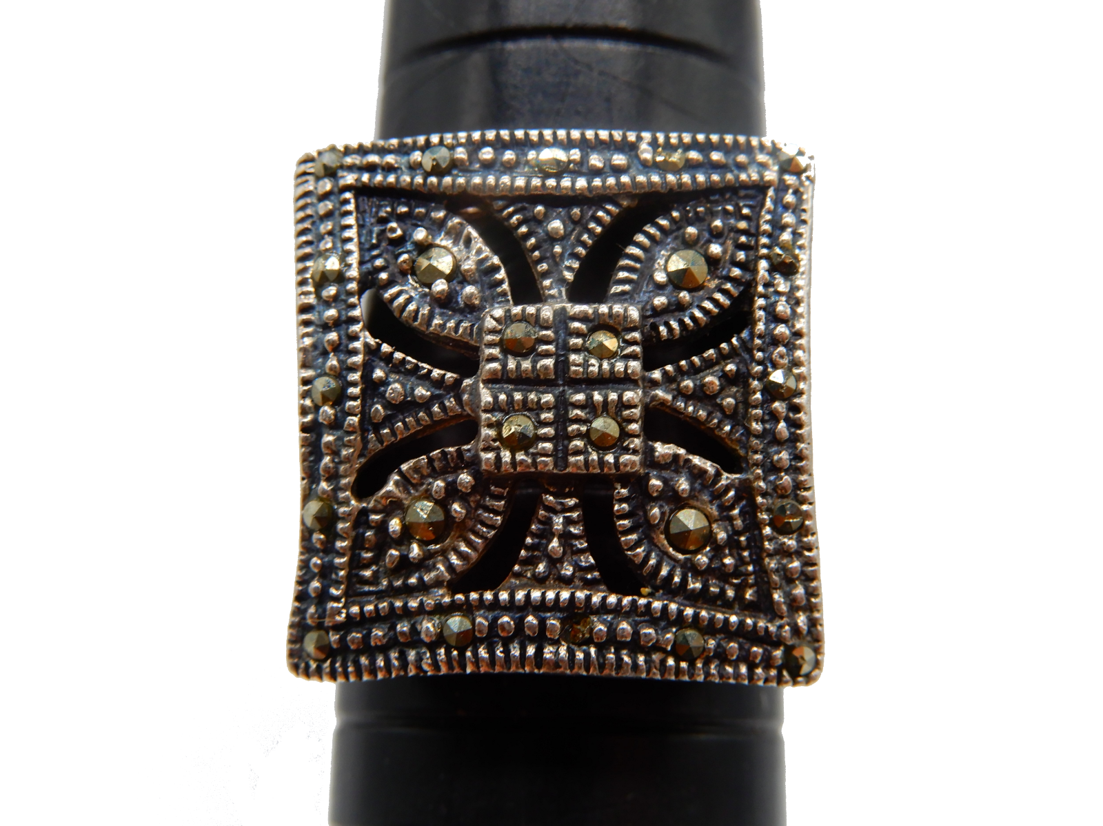 Primary image for 925 sterling silver square marcasite cocktail ring