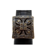 925 sterling silver square marcasite cocktail ring - $39.99