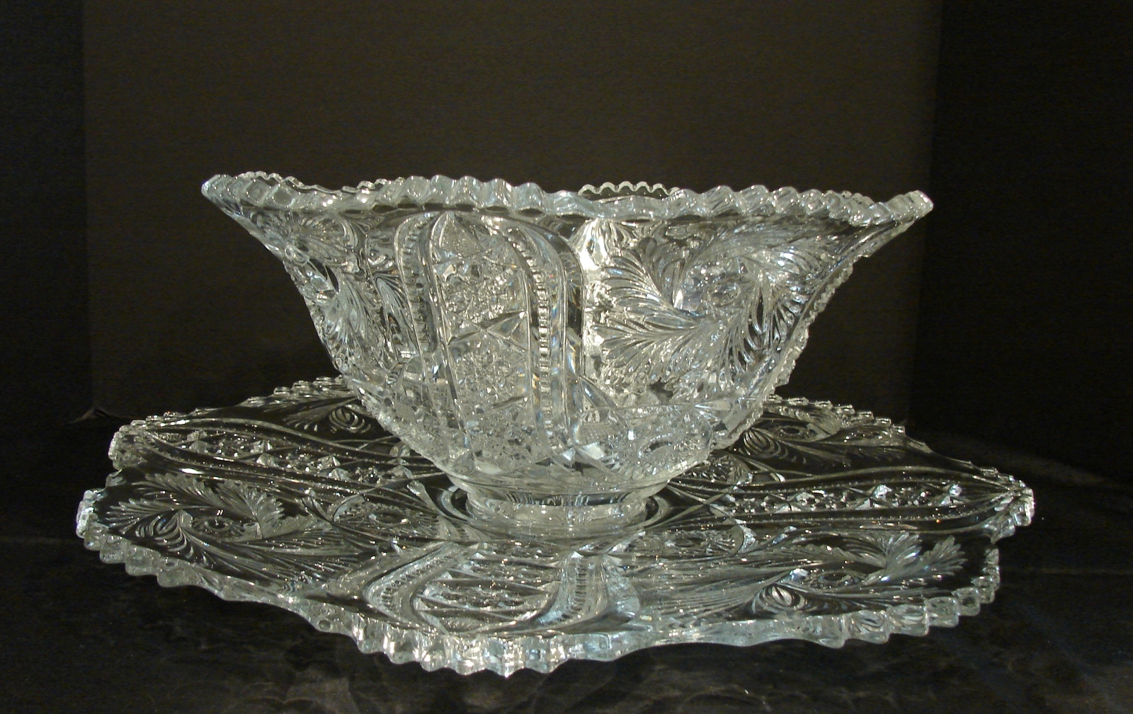 Vintage EAPG McKee Glass Punch Bowl Set w/ Underplate ca .1905