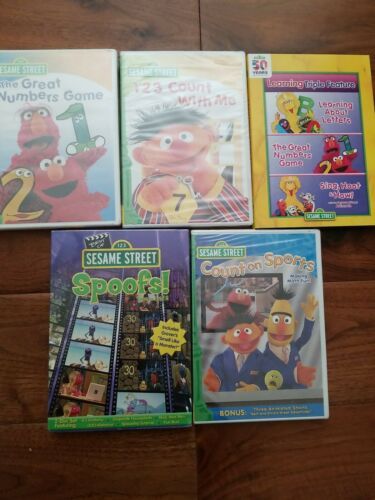 Lot Of 5 Sesame Street Dvd's Counting, Letters, Sports, Spoofs 