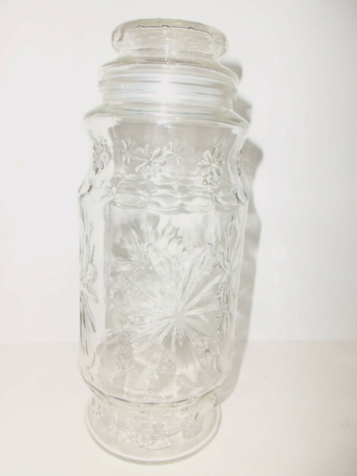 Vintage 1980 Planters Mr Peanut Glass Collectible Star Design Canister