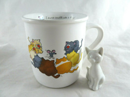 Vintage Hallmark Cat Coffee Mug I Sure Could Use A Hug + Porcelain WHite cat - $12.86