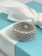 Size 7 Tiffany &amp; Co Somerset Ring in STerling SIlver Mesh Weave Ring AUT... - $299.00