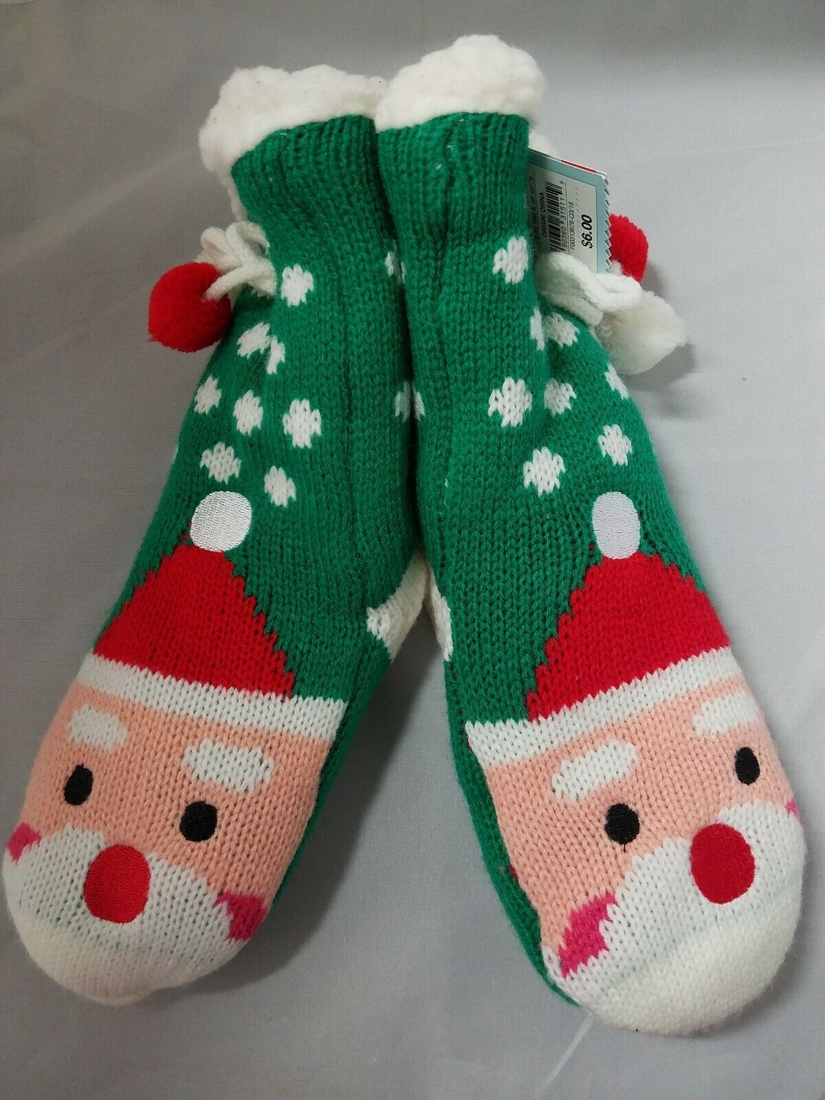 Cat & Jack™ Girls' Santa Slipper Sock Green Holiday Chrismas Size Small Socks & Tights