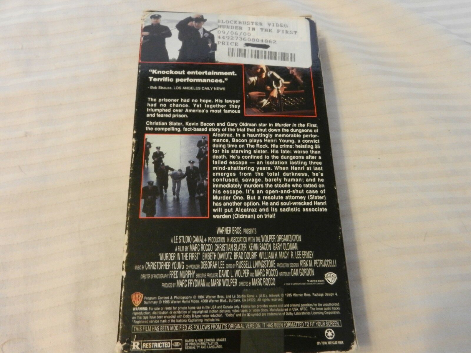Murder in the First (VHS, 1995) Christian Slater, Kevin Bacon, Gary ...