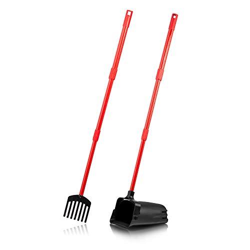 Pikaon Dog Pooper Scooper, Heavy Duty Swivel Bin and Metal Rake for Pet Waste Re Pooper