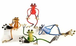 Frog Figurines Metal Set of 4 Different Poses Garden Home Pond Cartoon Kids - $98.99