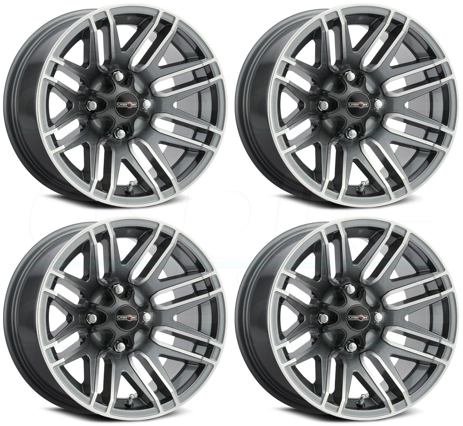 Set-4) Vision ATV 112 Assault 14x8 4x156 -10mm Gunmetal