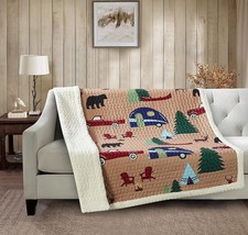 Camping Camper Soft Campin Quilted Camp Sherpa Throw Blanket 50x60 in image 2