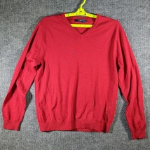 J Crew Mens Red 100% Merino Wool Sweater Large Pullover V-Neck - $15.26