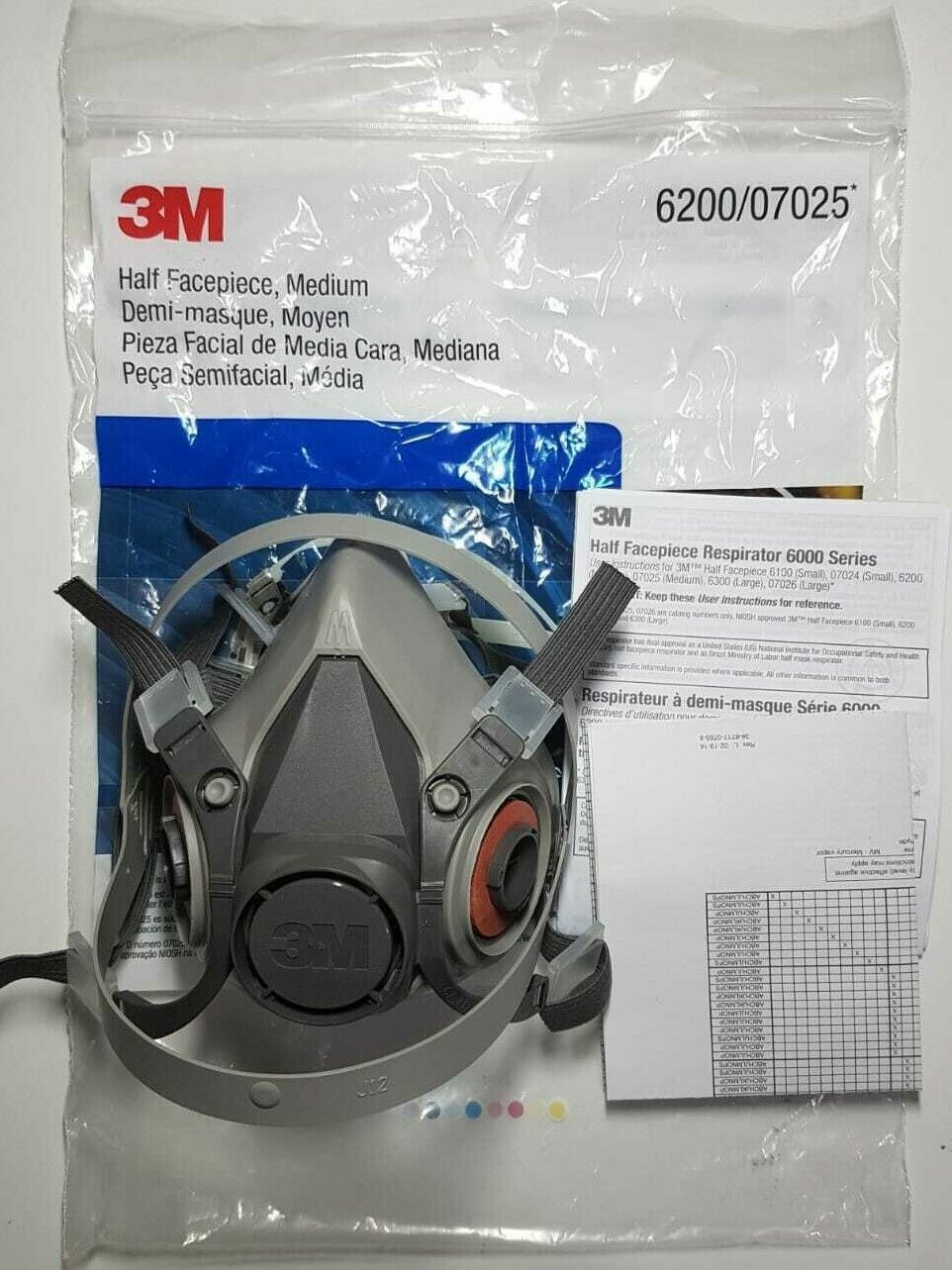 3M 6200 Half Facepiece Reusable Respirator, With Two Sets of 3M 7093