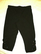 365 Kids Girls Solid Cinch Capri Pants W Rhinestones Size 8 Black  New - $11.87