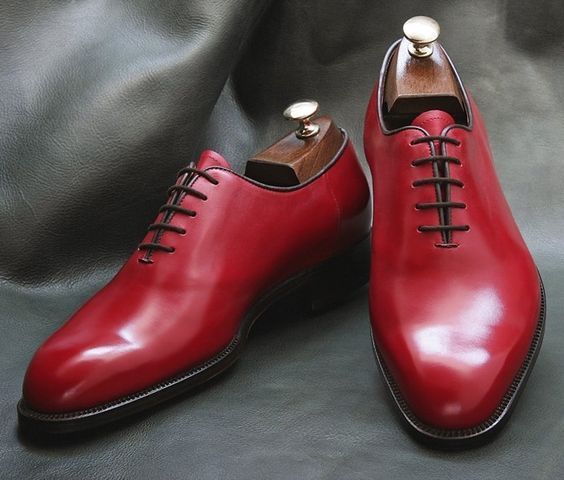 Customize Red Oxford Genuine Leather Lace Up Handmade Men's Formal Dress Shoes