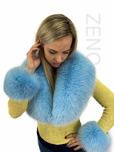 Arctic Fox Fur Shawl 47' (120cm) Saga Furs Collar Tails / Wristbands / Headband image 9