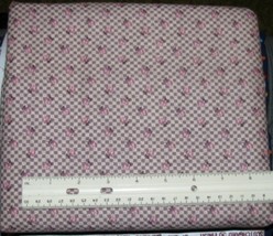 PINK FLOWERS on TAN &amp; ECRU CHECKS Cotton Quilting Fabric 45.5&quot; wide x 4 ... - $19.99