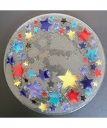 Peggy Karr art glass serving platter tray centerpiece fused glass stars ... - $149.99