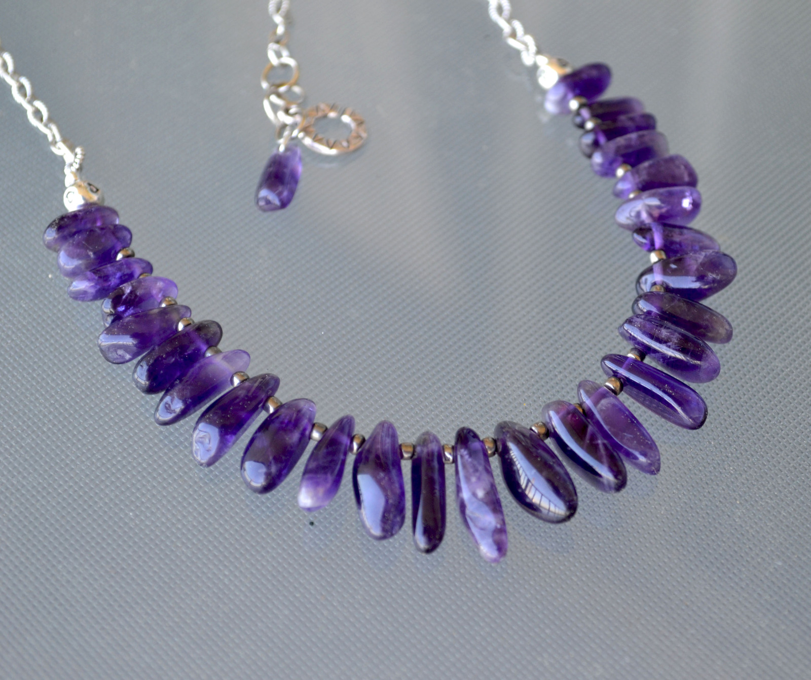 purple and teal stone necklace