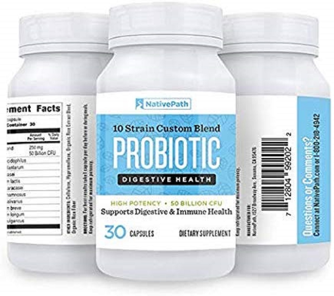 NativePath Daily Probiotic,10 Strain Custom Blend High Potency, 50 ...